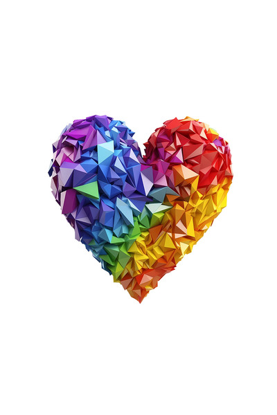 INOVATIX Set de 8 bucăți, autocolant poligonal cu inimă curcubeu, INOVATIX®. ...