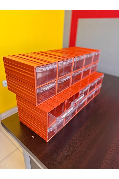 MCPOİ 20 Gözlü TURUNCU Plastik Çekmeceli Organizer Kutu Güzellik salonları, h...