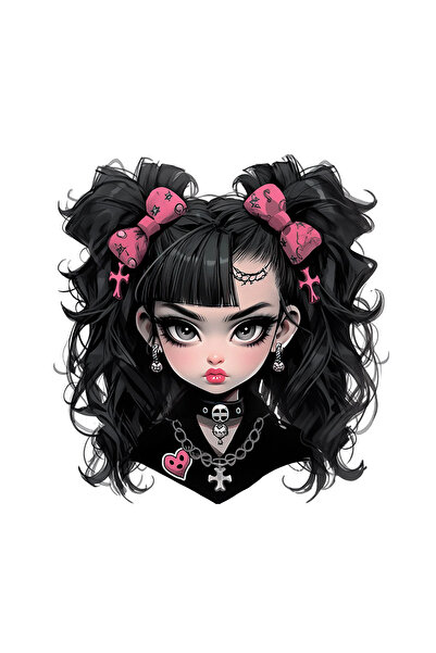 INOVATIX Set de 8 autocolante de Halloween, fetiță cu breton și funde roșii, ...