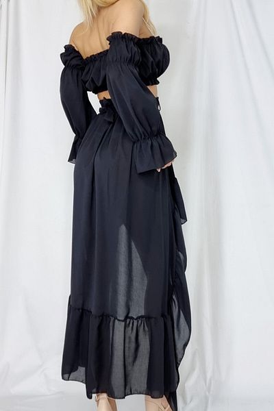 FashionForYou Edith set, skirt and short top, Black, Universal, One Size S/M