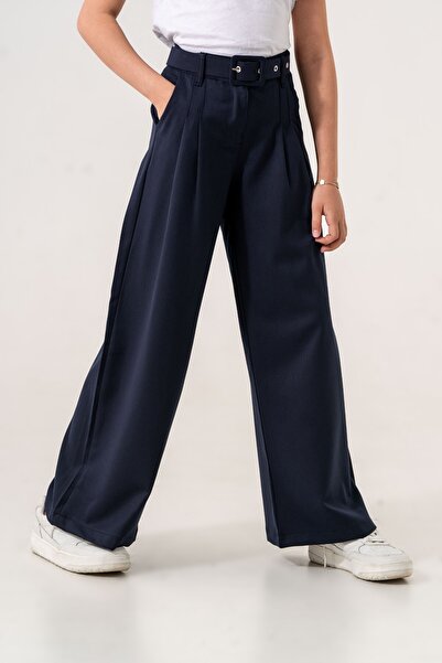 GİYİCEM TEKSTİL Дівчачі штани з поясом і складками 6000