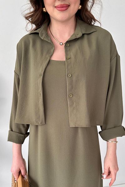MaziButik Shirt-Dress Suit Khaki