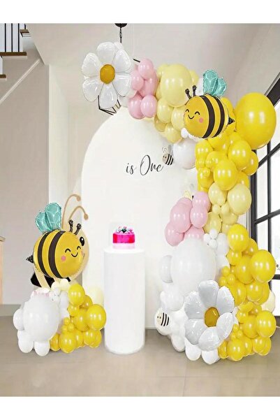party mix Arı Temalı Balon Seti | 2 Arı Folyo + 2 Papatya + 65 Adet Lateks Ba...