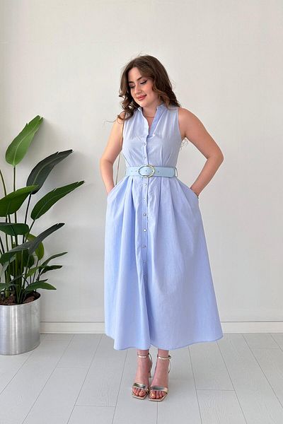 MaziButik Καλοκαιρινό φόρεμα με επένδυση Baby Blue