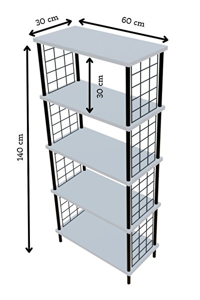 BARIN DESIGN 5 Raflı Çevir-Kur Raf Ünitesi | Telli Metal Gövdeli Organizer | Banyo, Mutfak, Balkon, Antre Uyumlu