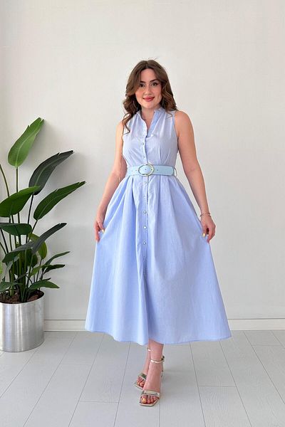MaziButik Καλοκαιρινό φόρεμα με επένδυση Baby Blue