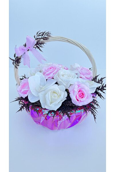 Pastel Aşk Sepeti Yapay Gül ve Orkide Aranjmanı (DREAM LACE)