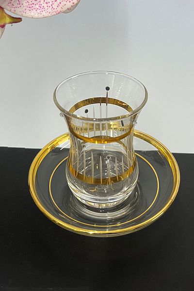 DECOSTYLE Pasabahce 42251 Seda Mini 86 Cc Gold Detailed Embroidered 12 Piece Tea Set