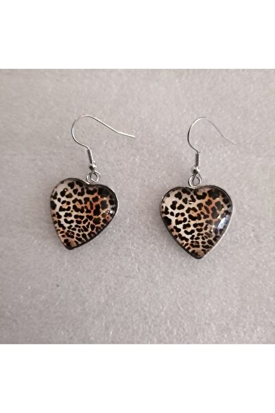 Butik Tülin أقراط متدلية على شكل قلب من الفضة الأصلية على شكل الفهد مقاس 4 × ...