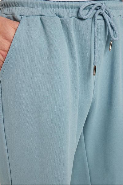 Tudors Men's Regular Relaxed Fit Elastic Waist Tie-Up Side Pockets Blue Bermuda Shorts