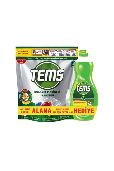 Dermokil Tems Dishwasher Capsules 36 Pieces + Hand Dishwashing Detergent 500 ml Gift