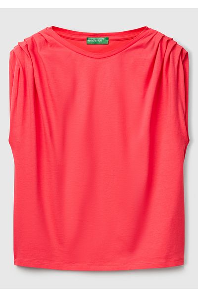 United Colors of Benetton Women's Orange 100% Cotton Shoulder Gathered Undershirt