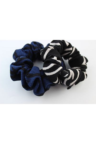 İLKYAZ Double Patterned Knitwear Fabric Rubber Buckle Set Bagel Buckle - Navy Blue, Black