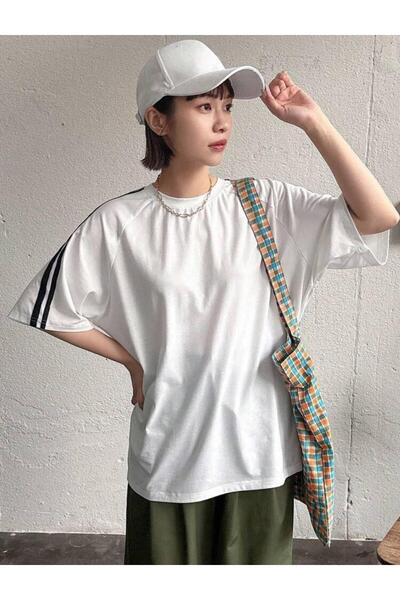 Agolady Tricou oversize cu decolteu rotund și 2 dungi pe umăr