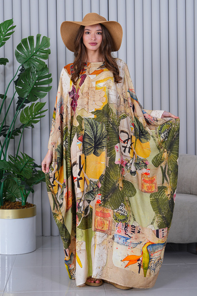 EL jadida Rochie de damă cu model oversize, mărime mare, lungă din viscoză