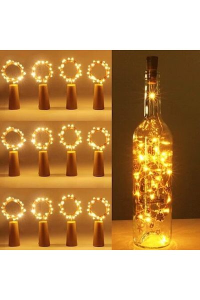 HOZRO Set 50 Capace LED HOZRO, pentru Sticla de Vin – Luminite Disco cu Fir de Cupru, Iluminare Magica p