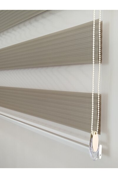 MEKSTOR Düz Geniş Pileli Kum Beji Zebra Perde - Alüminyum Sistem