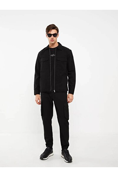 LC Waikiki XSIDE Siyah Regular Fit Uzun Kollu Gabardin Erkek Gömlek Ceket