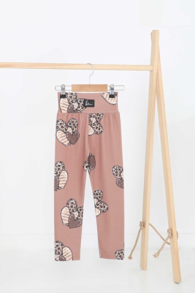 TOFİSA بنطلون ليجنز مطرز بطبعة تان للبنات - 27207