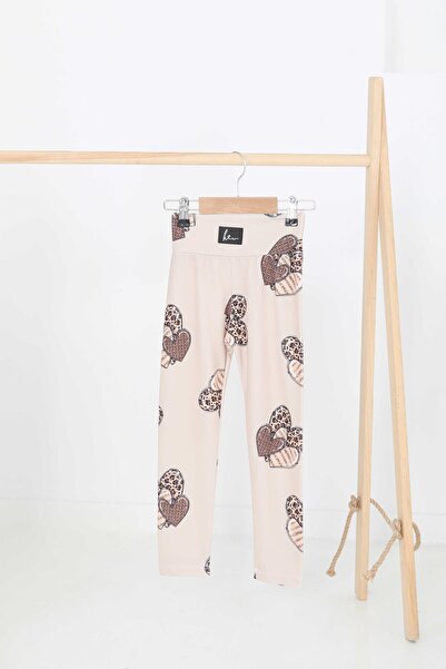 TOFİSA بنطلون ليجنز مطبوع باللون البيج للبنات - 27207