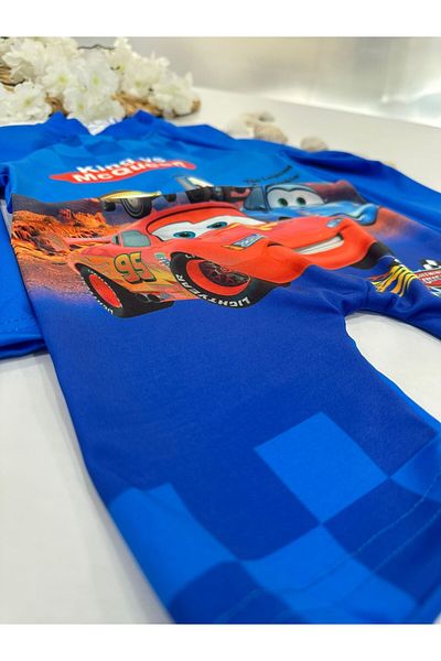 ChibuumKids Lightning Mcqueen Patterned Long Sleeve Swimsuit Jumpsuit
