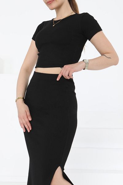 TOFİSA Short Sleeve Double Suit Black - 27231