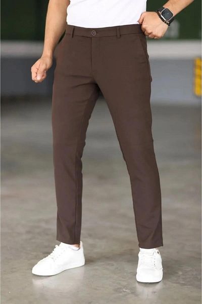 CLASSİCS MEN Men's Straight Cut Quality Flexible Lycra Ankle Length Fabric Trousers-7202