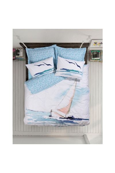 Cotton Box Lenjerie pat dublu bumbac 100% ranforce, Cotton Box, Sail Blue