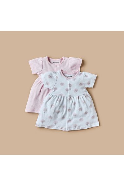Juniors Tree Print A-Line Dress with Button Closure - Set of 2