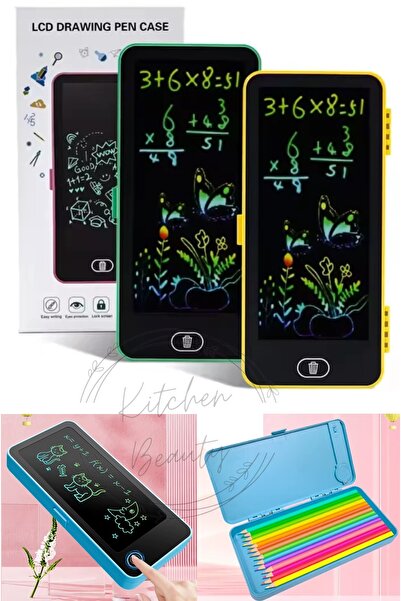 Kitchen Beauty Writing Tablet Lcd 6,5 Inç Dijital Kalemli Çizim Yazı Tahtası Ve Kalemlik Grafik Not Eğitim Tableti