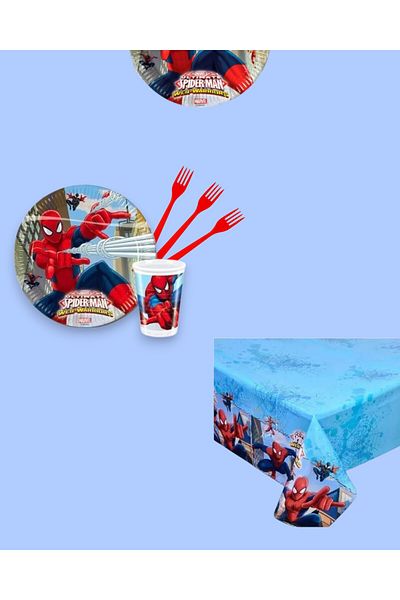 Evabrite Spiderman 32 Person Party Set - Birthday Party Supplies
