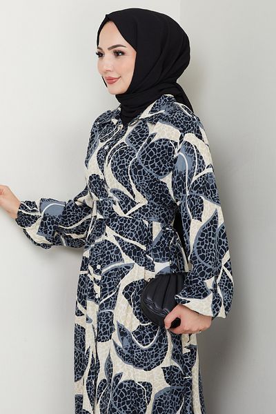 InStyle Leaf Polka Dot Pattern Anthracite Viscose Dress