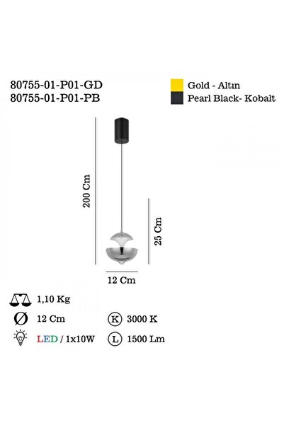 LUCEA RABITA 01 ALTIN LEDLİ SARKIT AVİZE 3000K