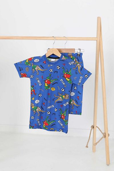 TOFİSA Boy's Saks Patterned Shorts Set - 27170