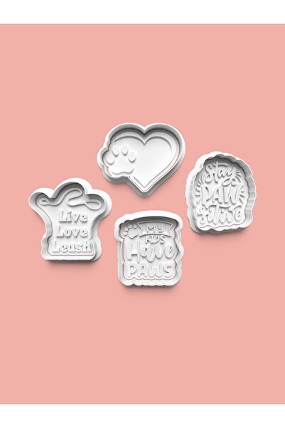 AKTASTORE مجموعة قوالب بسكويت الحب للكلاب وقوالب عجينة السكر مكونة من 4 قطع