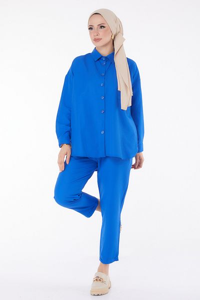 TOFİSA Tunic Trousers Double Set Saks - 27086