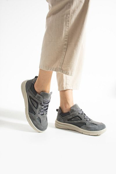 Getcho Stuan Women's Genuine Suede Leather Gray Sports Shoes