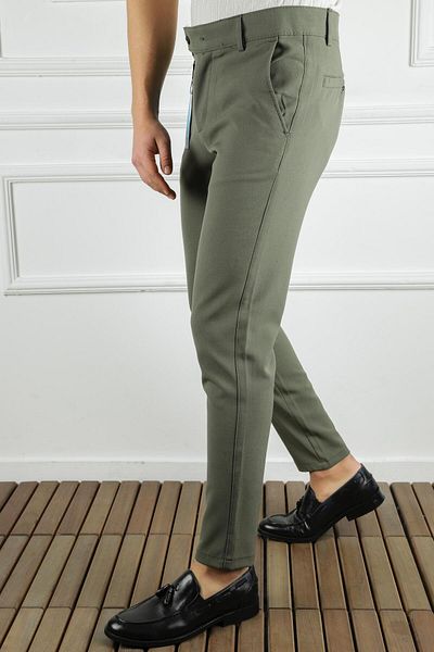 CLASSİCS MEN Men's Straight Cut Quality Flexible Lycra Ankle Length Fabric Trousers-7202