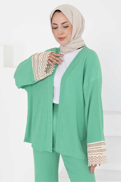 TOFİSA Kimono Double Set Green - 27242
