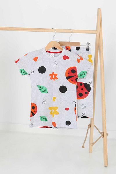 TOFİSA Boy's Gray Patterned Shorts Suit - 27166