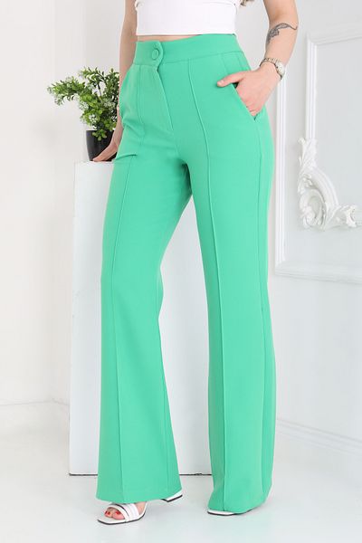 TOFİSA Striped Fabric Trousers Green - 27247