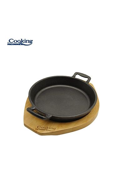 Heinner Pure cast iron serving pan, wooden stand, diameter 20 cm, induction base, Heinner