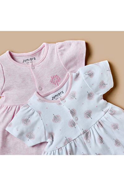 Juniors Tree Print A-Line Dress with Button Closure - Set of 2