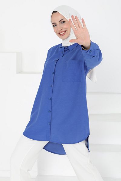 TOFİSA Single Pocket Shirt Saks - 27087