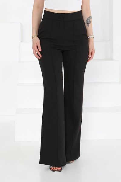TOFİSA Striped Fabric Trousers Black - 27247