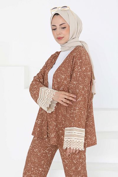TOFİSA Kimono Double Set Tan - 27242