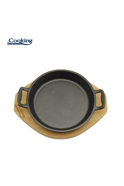 Heinner Pure cast iron serving pan, wooden stand, diameter 20 cm, induction base, Heinner