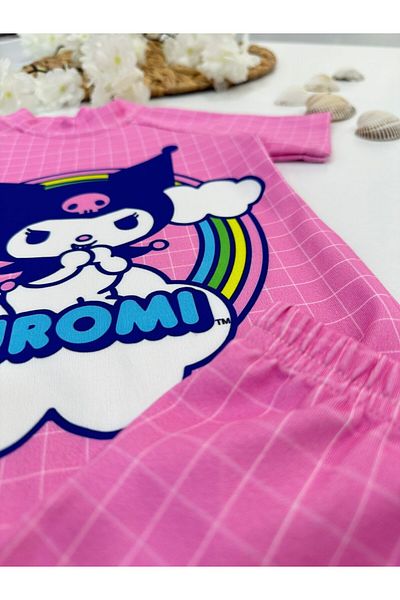 ChibuumKids Pink Kuromi Patterned Girl's Swimsuit Set