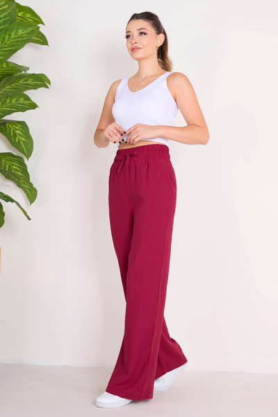 TOFİSA Παντελόνι με ελαστική μέση μπορντό - 27074