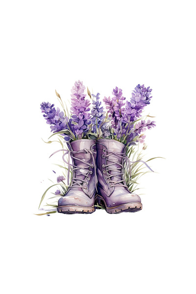 INOVATIX Set de 8 piese, autocolant ornament cizme cu flori mov, INOVATIX®. 6 cm